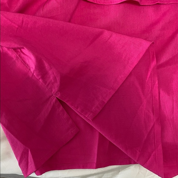 LOFT Fuchsia Ruffled One-Shoulder Blouse - Picture 3 of 3